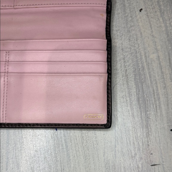 Coach Beige and Dark Brown Signature Wallet and Checkbook wallet